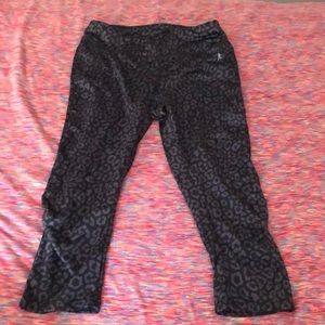 Danskin black leopard knee length tights